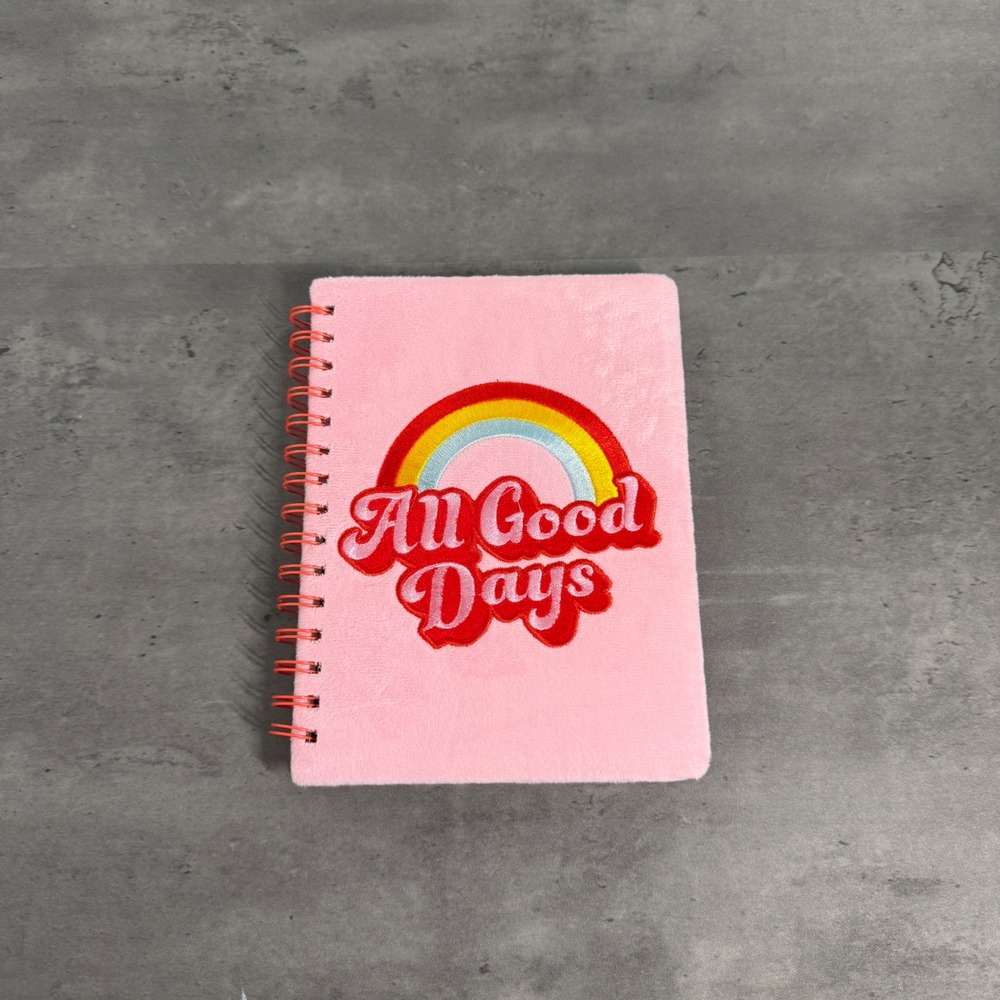 Spiral Notebook Diary Drawing Art Pink All Good Days Rainbow Plush Journal